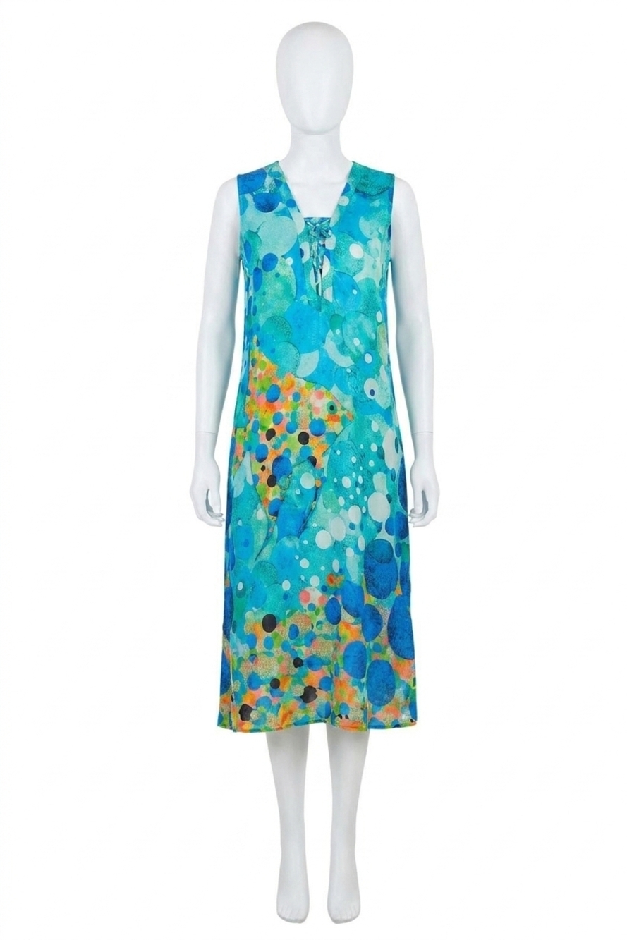 NEW DOLCEZZA big angel fish mosaic midi dress in blue